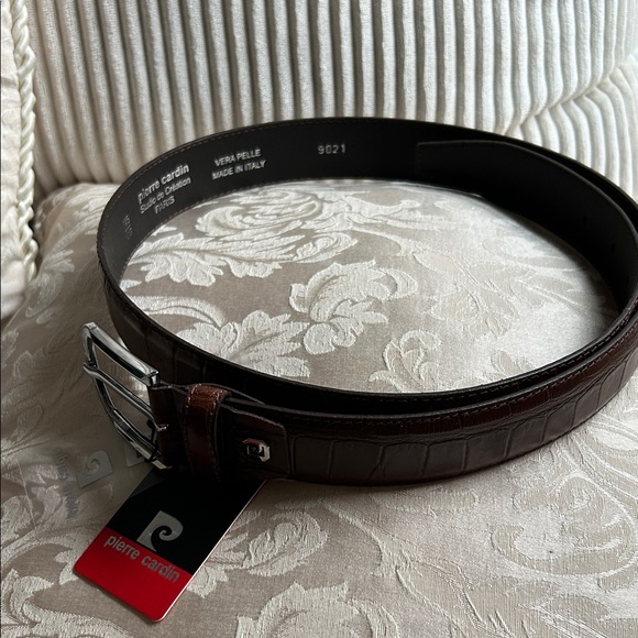 Pierre Cardin Dark Brown 44” Leather Belt - Picture 1 of 4